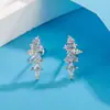 Brincos de Zircônia com Patchwork Geométrico, Moda Transfronteiriça Europeia e Americana, Studs Simples e Únicos, Brilhantes para Piercing na Orelha, para Mulheres