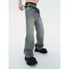 Jeans Retrô Americano para Homens de Primavera e Outono, Novo Estilo Masculino Nostálgico Azul Lavado Vintage Jeans de Perna Reta Tendência