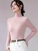Camisa Básica Andi Veludo Outono-Inverno Slim Fit Gola Alta para Mulheres, Nova Camada Interna Versátil e Estilosa, Suéter de Tricô Slim Fit Emagrecedor