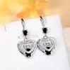 Brincos Longos Europeus e Americanos Coloridos de Zircônia com Coração de Mãe para Mulheres, Luxo Acessível Moda de Nicho Versátil Presente de Dia das Mães