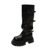 Botas únicas de salto grosso retrô de altura média para mulheres, novo estilo 2026 botas western cowboy com salto empilhado, botas de equitação, botas Martin de outono e inverno