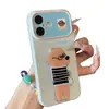 Funda de teléfono divertida con temática de cachorro para Apple 17 Pro Max, iPhone 16 y Huawei, con una carcasa suave y una ventana en forma de corazón