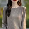 Suéter Tricô Crochê Gola Redonda Vazado Peça Única Feminino Outono Inverno Novo Solto Suéter Interno Pulôver Suéter Base