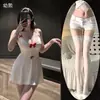 Lencería sexy con tiras, pijama de encaje hueco de seda para niñas, lencería divertida para parejas, camisón de mujer estilo abstinencia
