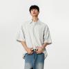 Camisa Listrada de Manga Curta Japonesa Masculina 2025 Primavera Nova Marca de Moda Retrô Solta Casual Manga Meia Manga para Adolescentes