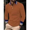 Comercio Exterior Primavera y Otoño Nueva Camisa Polo para Hombre Cuello Solapa Manga Larga Golf Casual Deportiva Top Camiseta de Color Contrastante