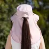 Chapéu de Proteção Solar Estilo Novo 2026 com Proteção Facial e de Pescoço, Chapéu de Pescador com Aba Larga Anti-UV para Uso Externo no Verão para Mulheres, Respirável e Protetor