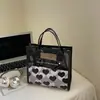 Bolsa de Mano Transparente con Estampado de Corazón de Melocotón, Cremallera, Gran Capacidad, Estilo Nuevo Primavera 2026, Transfronteriza