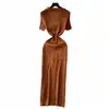 Vestido Largo Elegante de Pequeña Fragancia con Cuello en V y Mangas Cortas, Delgado, Moderno, Exportación Transfronteriza de Amazon Europeo y Americano