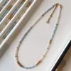Collar de Piedra Natural Aguamarina y Cristal Rosa Claro Diseño Femenino Cadena Pequeña con Muchos Puntos Dopamina Dulce para Clavícula Cadena para Mujeres Venta al por Mayor