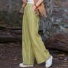 26 Ropa de Invierno de Algodón y Lino para Mujer, Pantalones Anchos Casuales de Ramio Tie-Dye Engrosados y Forrados de Polar, Pantalones Anchos Versátiles para Mujer, Pantalones de Algodón