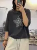 Camiseta de Manga Tres Cuartos para Mujer Estilo Nuevo Verano 2026, Talla Grande Ajuste Holgado, Top de Mujer Estampado con Pentagrama Cuello Redondo