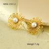 Aretes Nicho Transfronterizo Lujo Ligero Alta Gama Acero Inoxidable Flores Geométricas Perla Acero Titanio Aretes Joyería para la Oreja Venta al por Mayor para Mujeres