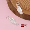 Pingente de Pena de Prata Pura S999 Acessórios de Joias de Prata Artesanal DIY Pulseira de Cristal Colar Acessórios de Corda Trançada com Contas