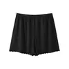 Pantalones cortos de seguridad acanalados de seda helada holgados para mujer, prenda exterior de verano, anti-exposición, talla grande, para mujeres de talla grande, ropa para casa, pantalones cortos para dormir, pantalones cortos para mujer