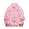 Jaqueta Jeans Rasgada para Homens Primavera e Outono 2026 Estilo de Rua Ins Jaqueta Rosa Cool Tamanho Grande Estilo Coreano Par Casal Jeans