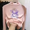 Camiseta térmica de forro polar con cuello semi-alto para niños para otoño e invierno, capa interior cálida para niñas, camiseta de manga larga con forro polar para niños mayores, estilo moderno