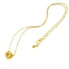 Collar de Moneda Cuadrada Hueca 3D Brillante Estilo Hielo Dorado Chapado Antiguo para Mujer, Estilo Chino, Para Regalo, En Stock al por Mayor