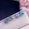 Brincos de topázio com tamanho de pedra principal de 6*6mm. Prata 925 finamente incrustada com topázio natural, suporta testes