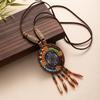 Collar Transfronterizo de Estilo Étnico Retro Cadena Larga Bohemia para Suéter para Hombre y Mujer Colgante Versátil Colgante de Borla Accesorios