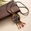 Collar Transfronterizo Estilo Étnico Retro Cadena Larga Bohemia de Lana Colgante Versátil para Hombres y Mujeres Colgante de Borla Accesorios