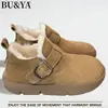 Botas de Nieve Integradas de Piel de Oveja para Mujer, Antideslizantes, Resistentes al Agua, Forradas de Felpa, Engrosadas, Cálidas, Zapatos de Algodón Estilo Noreste, Suela Gruesa, Zapatos Completamente Cerrados Estilo Birkenstock