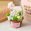 Regalo del Día de la Madre Ramo de Flores Hecho a Mano Flor de Hilo Tejido Pompon Flor Pequeña Cesta de Flores Colgante Accesorios Flores Artificiales Regalo Creativo