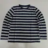 Camiseta casual de otoño de manga larga a rayas retro, nueva, transpirable para mujer, cuello redondo, corte holgado, versátil, adelgazante y cómoda