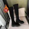 Botas elásticas hasta la rodilla 2026 Otoño/Invierno Nuevo estilo Circunferencia de pantorrilla grande Botas largas Tallas grandes para mujer Suela gruesa Gamuza Antideslizantes Botas de caña alta