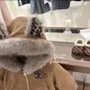 Estampa de Leopardo Diabinho! Jaqueta Grossa de Veludo Super Fofa para Meninas Outono e Inverno Moletom Quente
