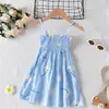 Vestido de verano nuevo para niña estilo europeo y americano, falda de tirantes con tirantes ajustables para niños, falda de flores para bebé, falda de playa