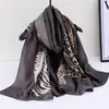 Bufanda Nueva de Seda Simulada, Bufanda Larga de Brocado, Moda Primavera y Otoño, Versátil Chal de Protección Solar de Verano, Turbante