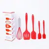 Raspador de silicona de una pieza, juego de 5 piezas, batidor de huevos, pala antigoteo, juego de cepillos de aceite, herramientas para hornear, juego de utensilios de cocina de silicona