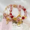 Cuentas de vidrio con grietas de hielo rojas para Año Nuevo, cuentas de bambú hechas a mano, collares, pulseras y accesorios de joyería.