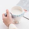 Taza de Cerámica Creativa Exquisita con Lazo de Corazón para Niña, Taza de Helado, Taza de Café de Alto Valor de Color, Vaso de Postre con Pie Alto