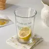 Copo de Vidro Doméstico Alto 350ml Criativo Carta Bebida Café Espesso Escritório Empurrar Copo Presente
