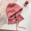 Invierno Nuevo Estilo Coreano Versátil Color Sólido Sombrero Cortavientos para Mujer Cálido Protección para los Oídos Bufanda con Capucha para el Cuello Gorro de Lana Tejido Venta al por Mayor