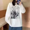 Nueva Camiseta de Manga Larga para Pareja Primavera y Otoño 2023 Estilo Americano Camiseta Retro Marca de Tendencia Moderna Holgada Casual para Hombre