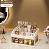Estante de almacenamiento para lápices labiales y cosméticos, caja de almacenamiento a prueba de polvo tipo cajón para baño de alta gama, tocador de escritorio