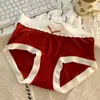 Esta Vida Vermelho da Sorte Modal Roupa Íntima de Menina Vermelho Festivo Ano Novo Cintura Média Quadril Calcinhas Femininas