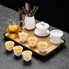 2026 Nuevo Modelo Porcelana de Jade Grasa de Oveja Juego de Té Kung Fu para Uso Doméstico, Incluye Gaiwan, Taza de Té y Mesa de Té, Juego de Tres Piezas