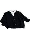 Suéter Tejido Falso de Dos Piezas para Niños 2026 Otoño Estilo Coreano Infantil Patchwork Caliente Venta Ropa Exterior Elegante Moda Tendencia