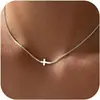 Colar Quadrado Cruzado Amazon Tkot para Mulheres, Banhado a Cobre com Ouro 14K, Colar Paperclip, em Estoque em Yiwu