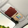 Patrón de cuero portaticket para parasol de coche portatarjetas multifuncional de cuero microfibra para coche portagafas ranura para tarjeta