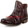 Botas Curtas Estilo Europeu e Americano Botas de Cavaleiro Retrô de Salto Baixo Botas Femininas Tamanho Grande Botas Casuais Cor Nude Bico Redondo
