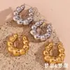 Pendientes de moda transfronteriza europea y americana, simples, de nicho, personalizados, de acero inoxidable chapado en oro de 18 quilates, con cuentas de nube huecas para mujer