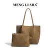 Bolsa Tote Tecida de Camurça Fosca Moda Vintage Bolsa Mãe e Filho Bolsa para o Dia a Dia Bolsa de Ombro Atacado Bolsa Feminina