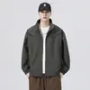 En stock: Chaqueta bomber de estilo americano de alta costura para otoño/invierno 2026, prenda exterior casual de color liso unisex con cuello mao