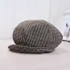 Gorra Octagonal Rayada Estilo Coreano, Gorra de Repartidor Tridimensional, Boina Artística Versátil para Primavera y Verano, Gorra de Pico Estilo Nuevo