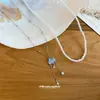 Collar de cristal de circón ultra brillante estilo coreano, nube, gota de agua, perla, cadena para la clavícula de estilo dulce de lujo ligero, gargantilla de moda versátil
